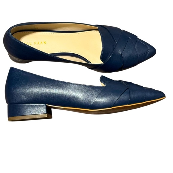 Cole Haan Camila Skimmer Flat in Marine Blue Leather Women sz 5.5 Closed toe - Picture 6 of 10